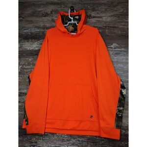 Energy Zone Camouflage Orange Hooded Long Sleeve Pull Over Shirt Mens Size XL